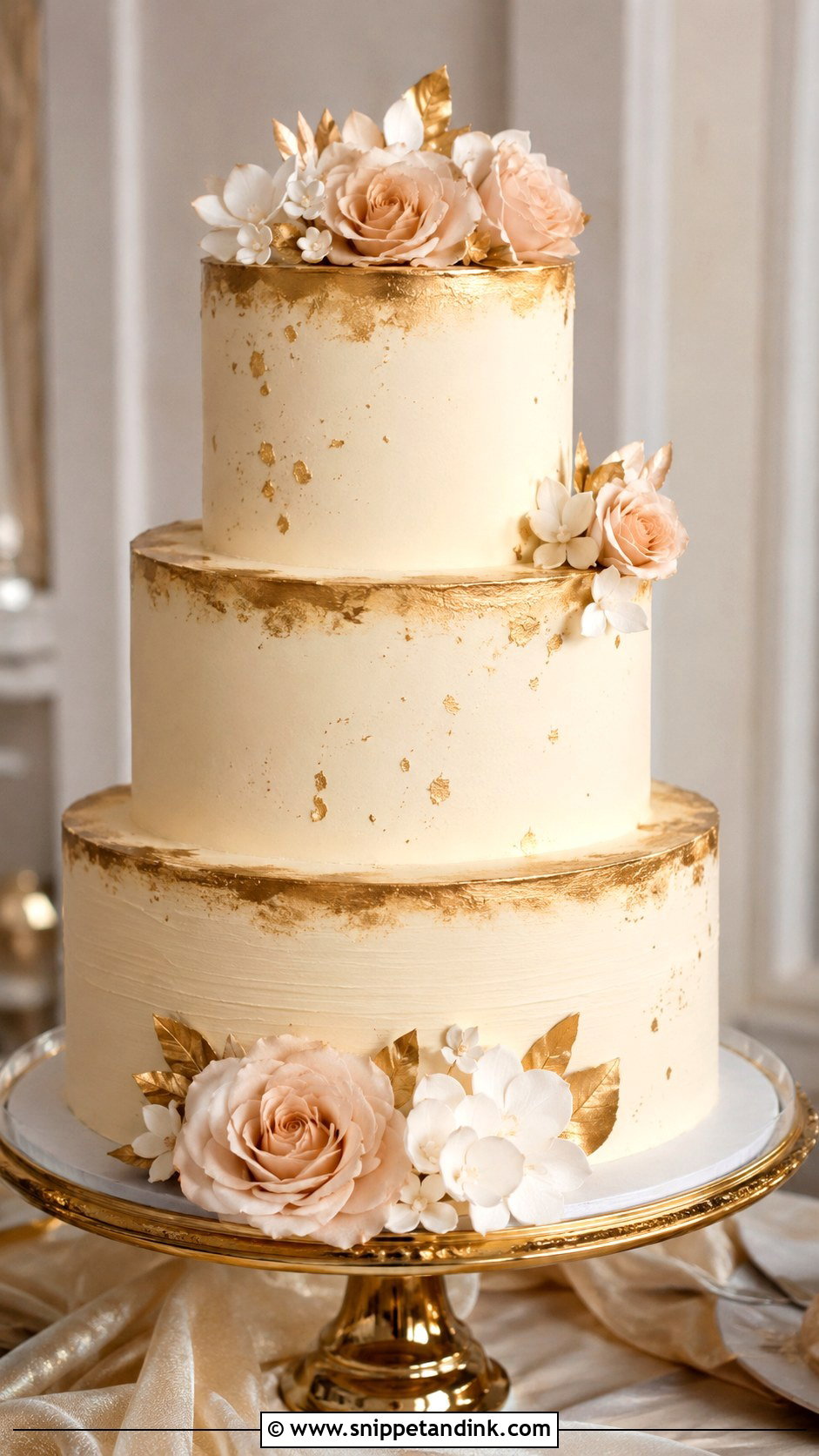 Gold Wedding Cake - Snippet and Ink - 20 Different Cake Ideas for Wedding