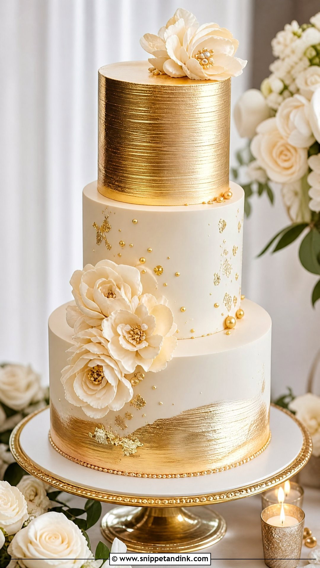 Gold Wedding Cake - Snippet and Ink - 20 Unique Luxury Wedding Cake Ideas