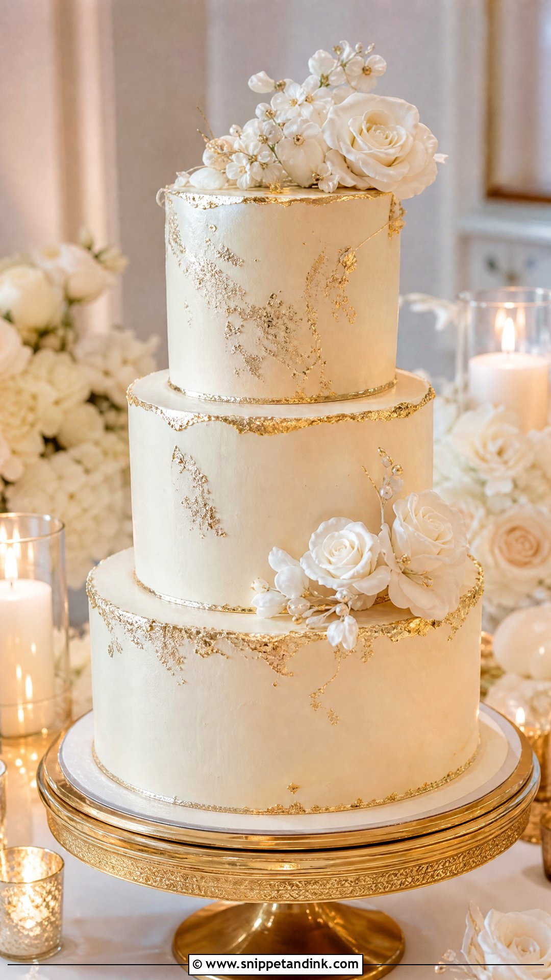 Gold Wedding Cake - Snippet and Ink - 20 Wedding Cake Inspiration