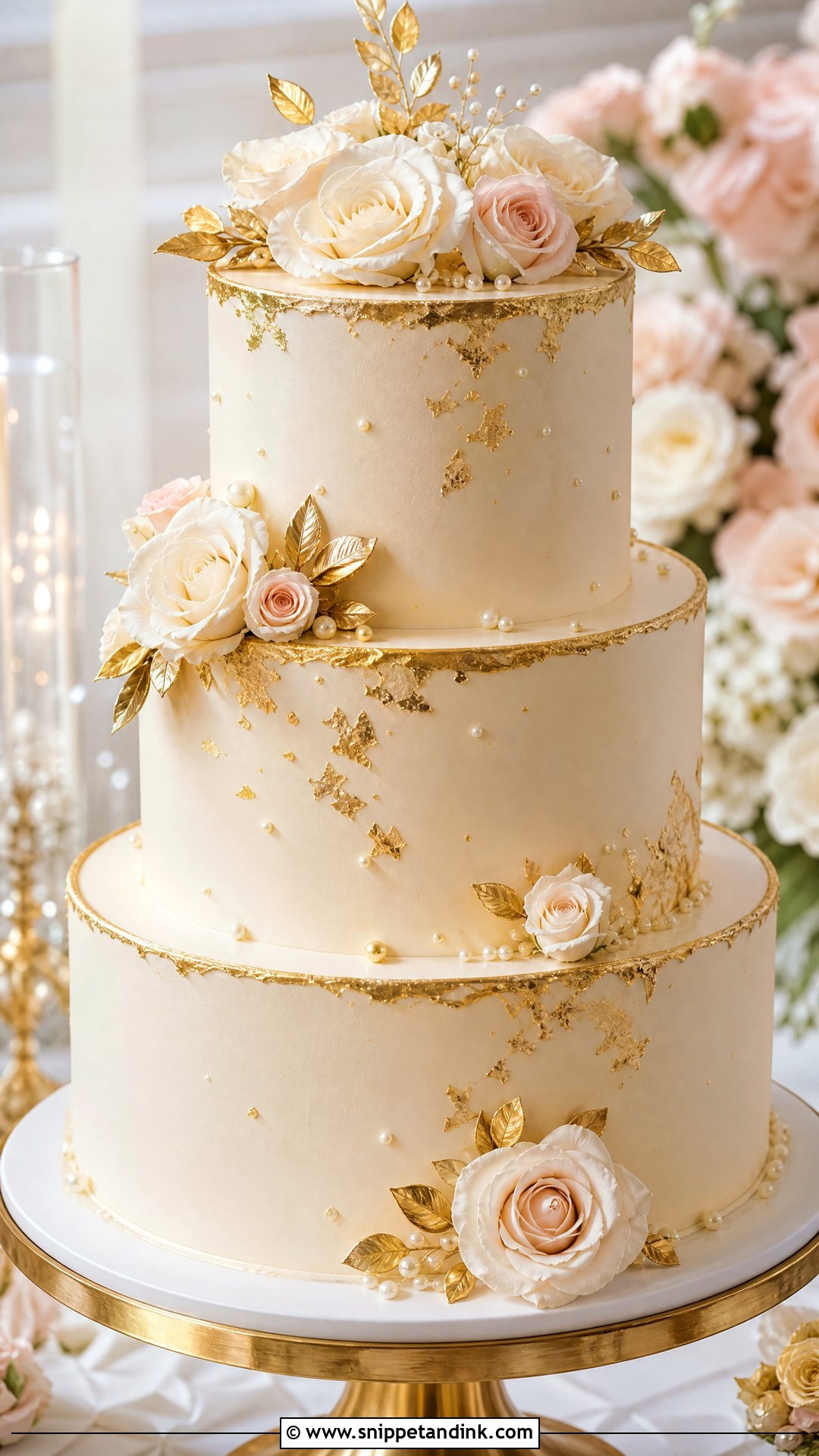 Gold Wedding Cake - Snippet and Ink - 25 Latest Cake Design Ideas for Wedding