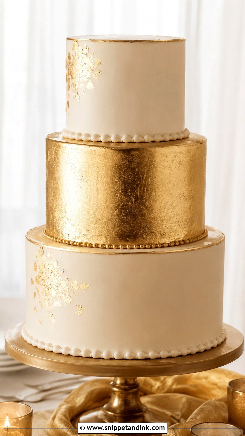 Gold Wedding Cake - Snippet and Ink - 25 Wedding Cakes No Flowers