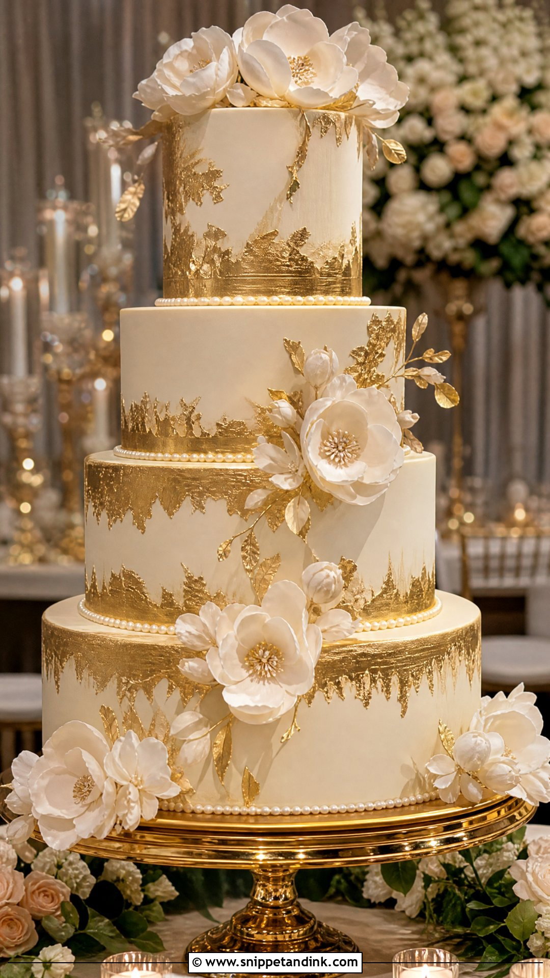 Gold Wedding Cake - Snippet and Ink - 30 Big Cake Ideas for Wedding