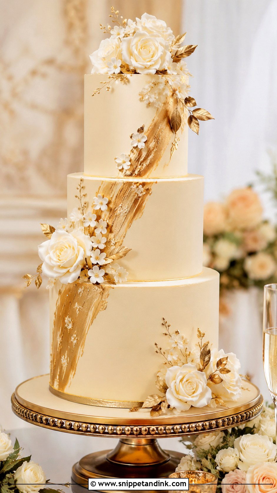 Gold Wedding Cake - Snippet and Ink - 30 Elegant Wedding Cake Ideas