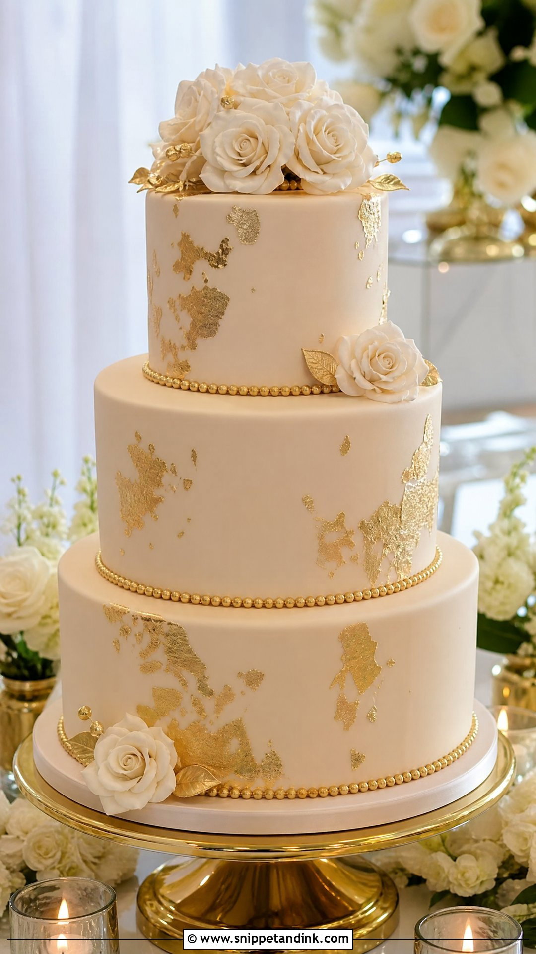 Gold Wedding Cake - Snippet and Ink - 30 Pretty Cake Ideas for Wedding