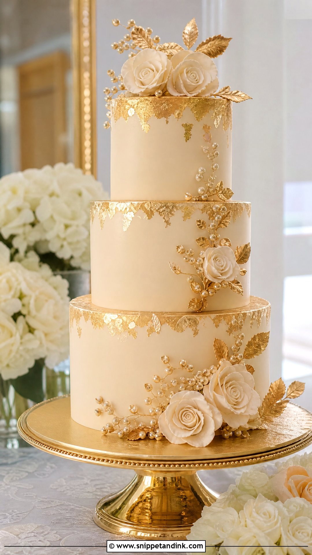 Gold Wedding Cake - Snippet and Ink - 30 Trending Cakes for Wedding