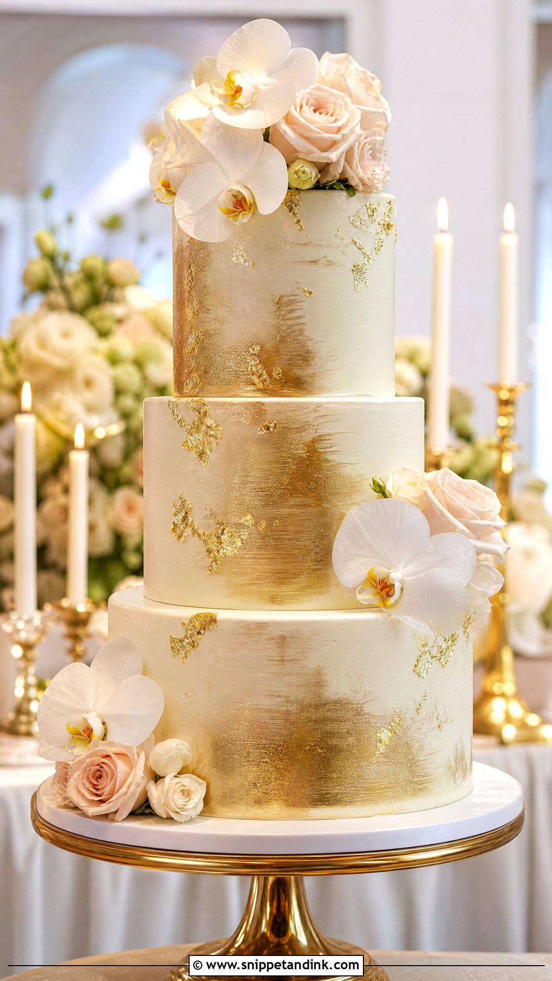 Gold Wedding Cake - Snippet and Ink - 30 Wedding Cake Ideas