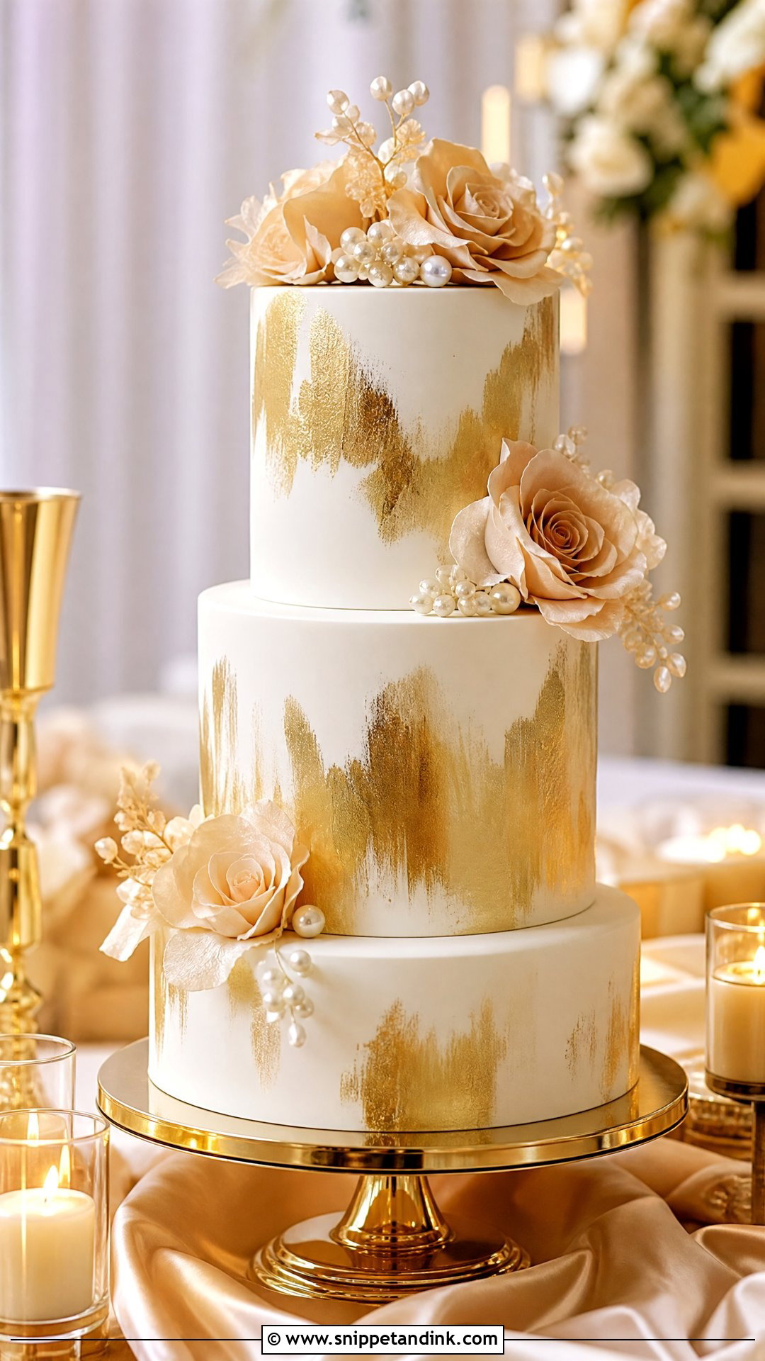 Gold Wedding Cake - Snippet and Ink - 35 Wedding Cake Designs