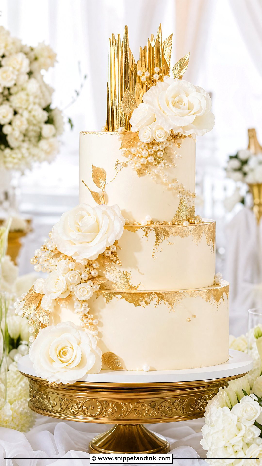 Gold Wedding Cake - Snippet and Ink - 35 Wedding Cakes