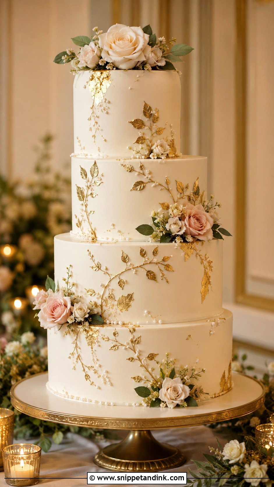 Gold Wedding Cake - Snippet and Ink - 20 Enchanted Theme Cake Ideas for Wedding