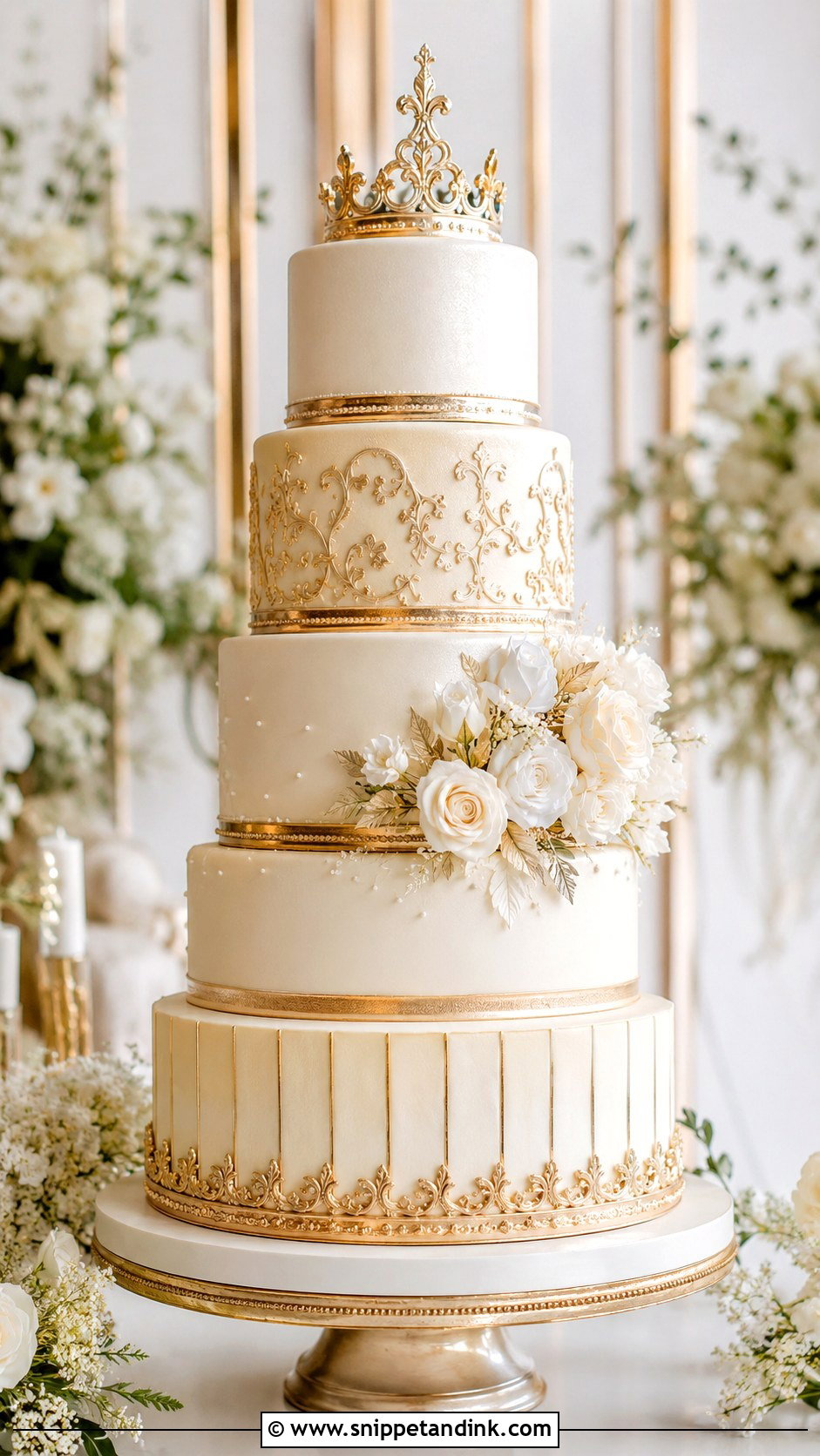 Gold Wedding Cake - Snippet and Ink - 20 Enchanted Cake Ideas for Wedding