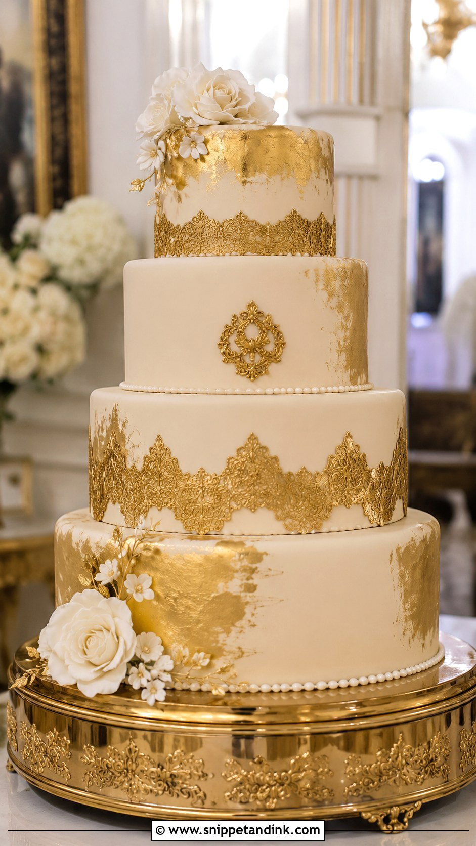 Gold Wedding Cake - Snippet and Ink - 20 Extravagant Wedding Cakes