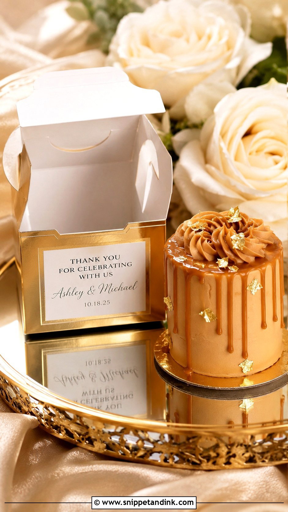 Gold Wedding Cake Favor Box - Snippet and Ink - 20 Wedding Cake Favor Boxes
