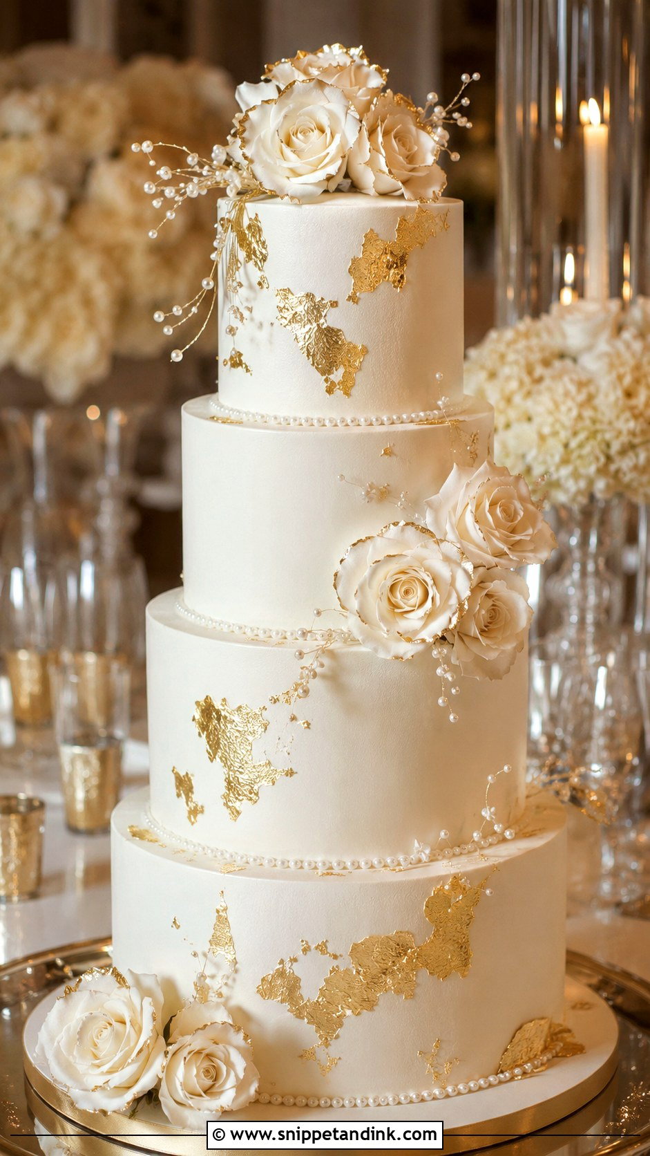 Gold Wedding Cake Photo - Snippet and Ink - 20 Wedding Cake Couple Photos