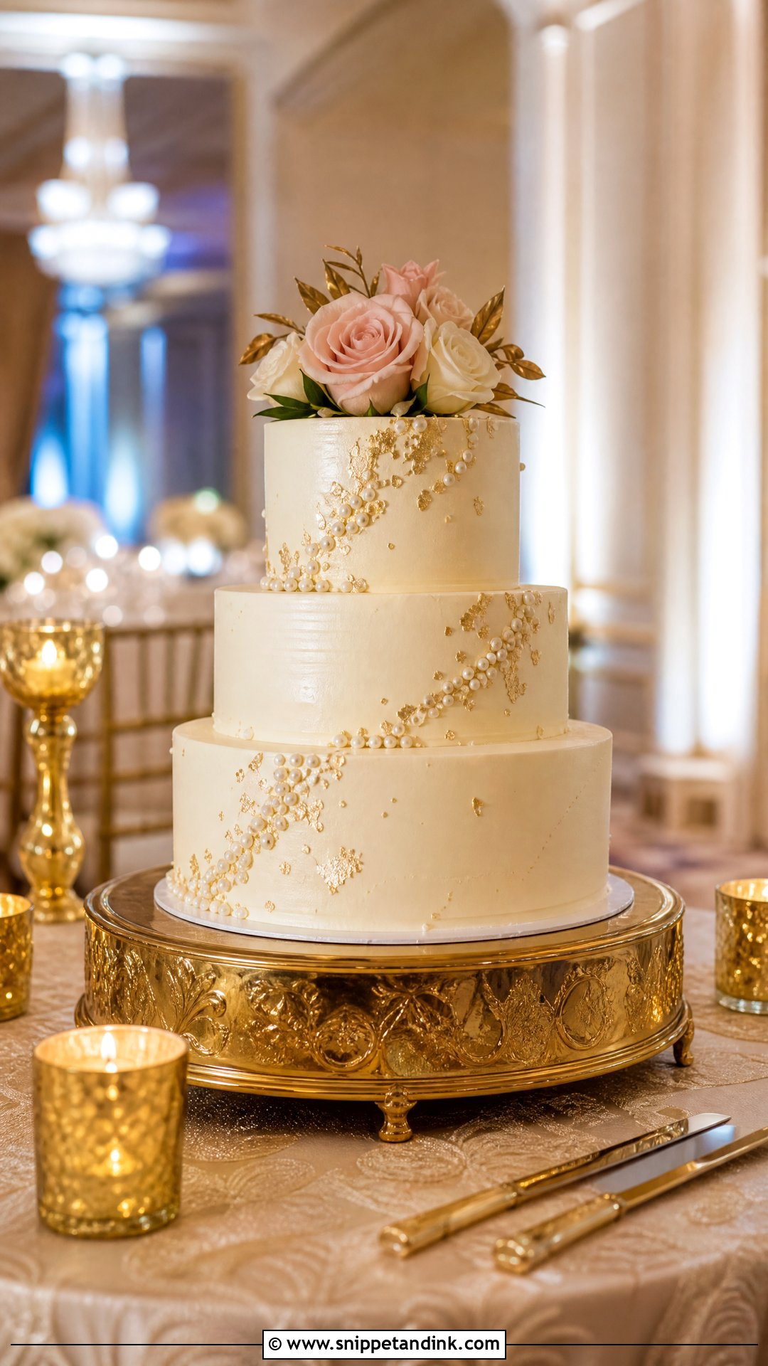 Gold Wedding Cake Table - Snippet and Ink - 25 Wedding Cake Table Ideas