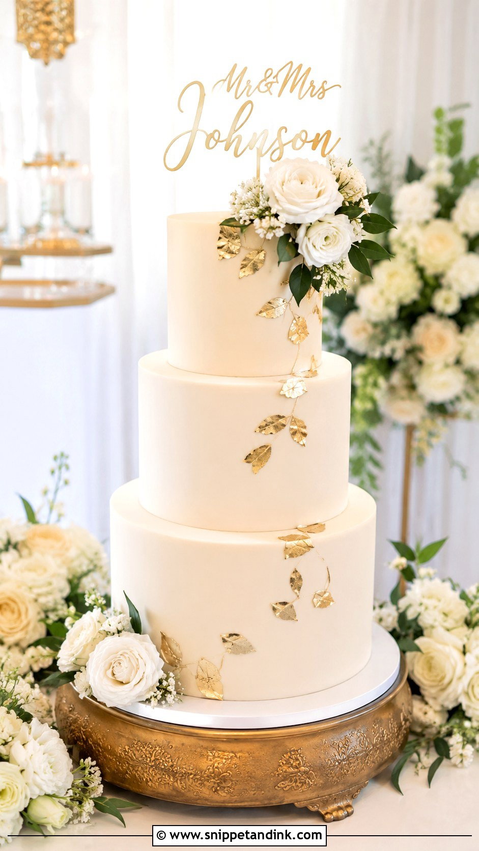 Gold Wedding Cake Top - Snippet and Ink - 25 Wedding Cake Tops
