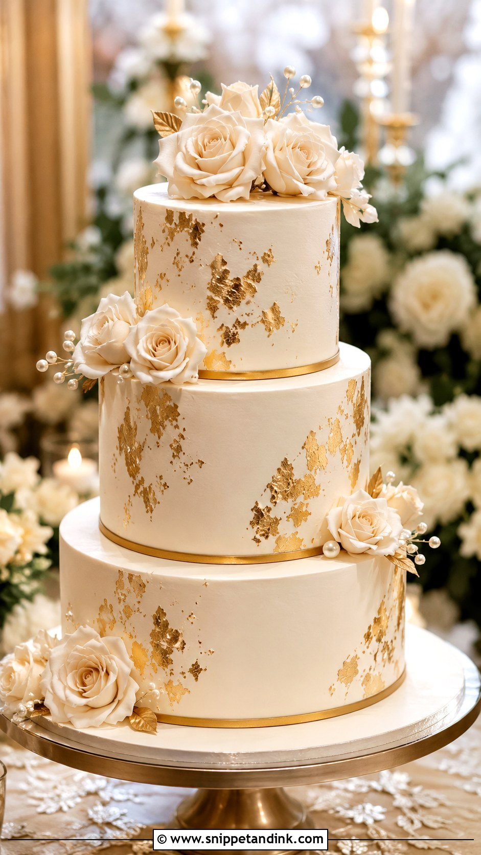 Gold Wedding Cake - Snippet and Ink - 20 Best Cake Design Ideas for Wedding