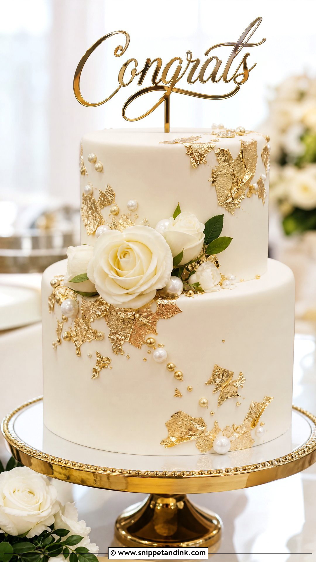 Gold Wedding Congrats Cake - Snippet and Ink - 30 Congrats Cake Ideas for Wedding