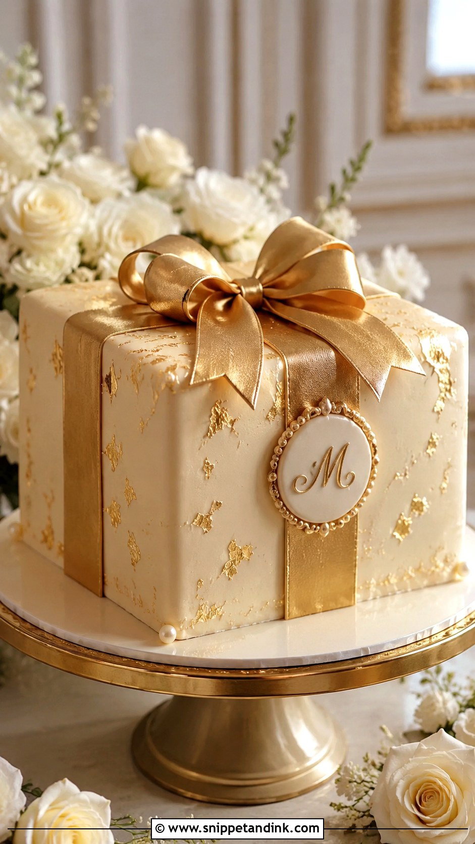Gold Wedding Gift Cake - Snippet and Ink - 20 Gift Cake Design Ideas for Wedding