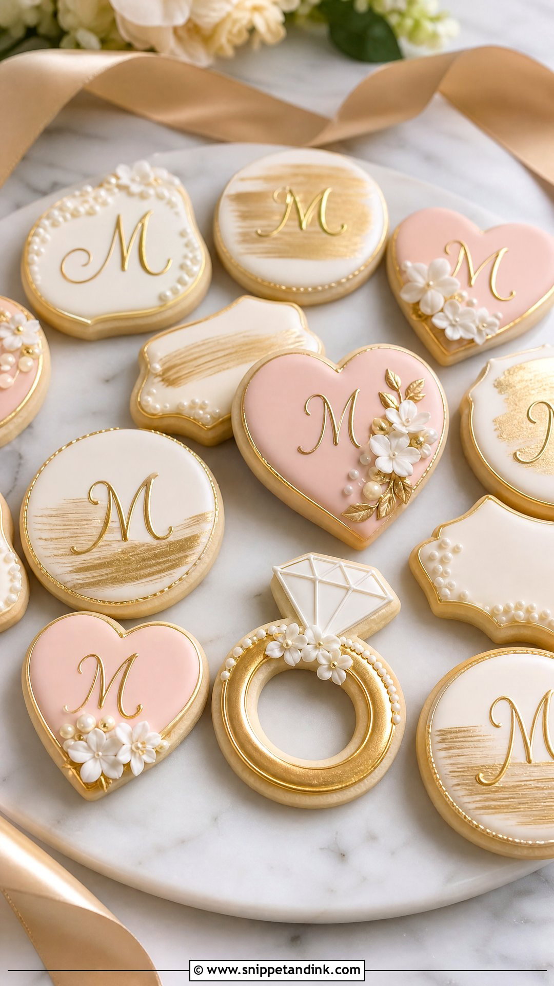 Gold Wedding Sugar Cookies - Snippet and Ink - 20 Wedding Sugar Cookies