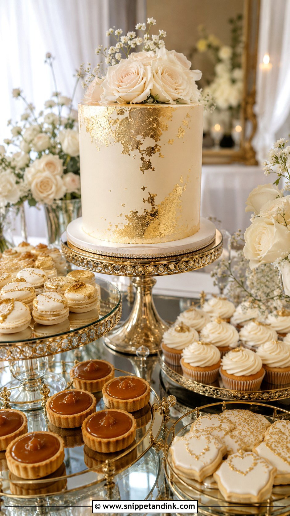 Gold Wedding Sweet Table - Snippet and Ink - 30 Wedding Sweet Table Ideas