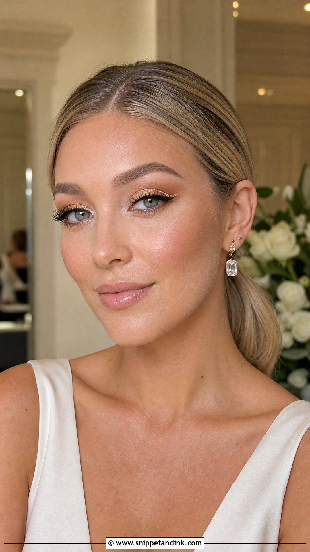 Gold Winged Liner Bridal Makeup - Snippet and Ink - 20 Gold Wedding Makeup Brides