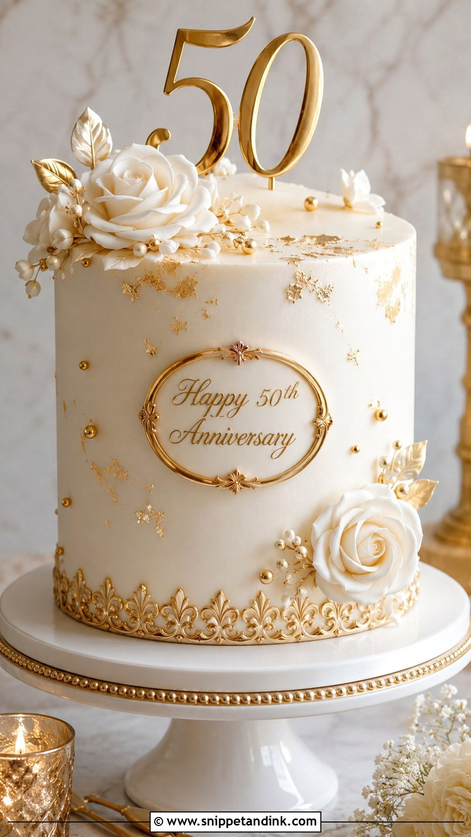 Golden Anniversary Cake - Snippet and Ink - 20 Couple Anniversary Cake Ideas