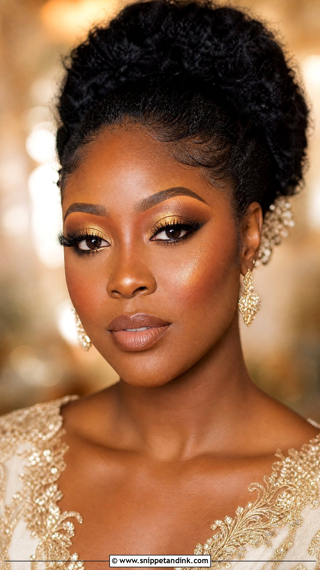 Golden Bridal Makeup For Deep Skin - Snippet and Ink - 20 Golden Bridal Makeup Ideas