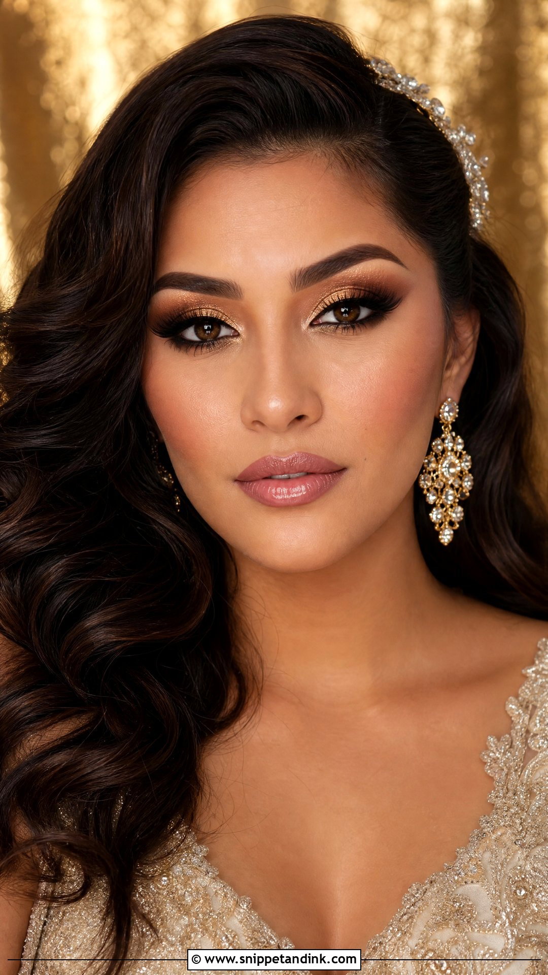 Golden Bridal Makeup For Reception - Snippet and Ink - 20 Golden Bridal Makeup Ideas