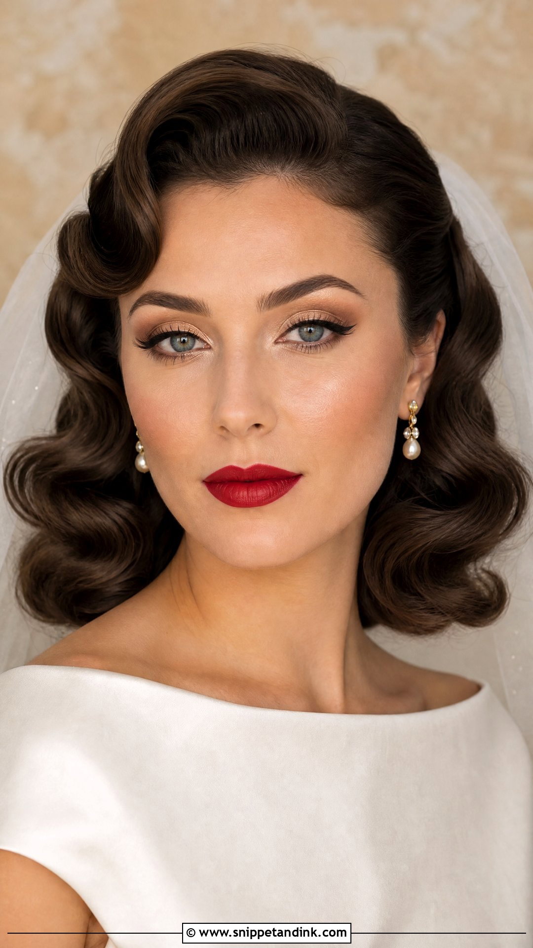 Golden Bridal Makeup With Red Lip - Snippet and Ink - 20 Golden Bridal Makeup Ideas