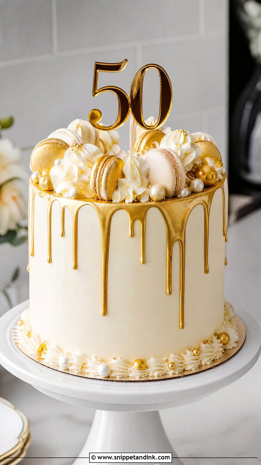 Golden Drip 50th Anniversary Cake - Snippet and Ink - 30 50th Anniversary Cakes