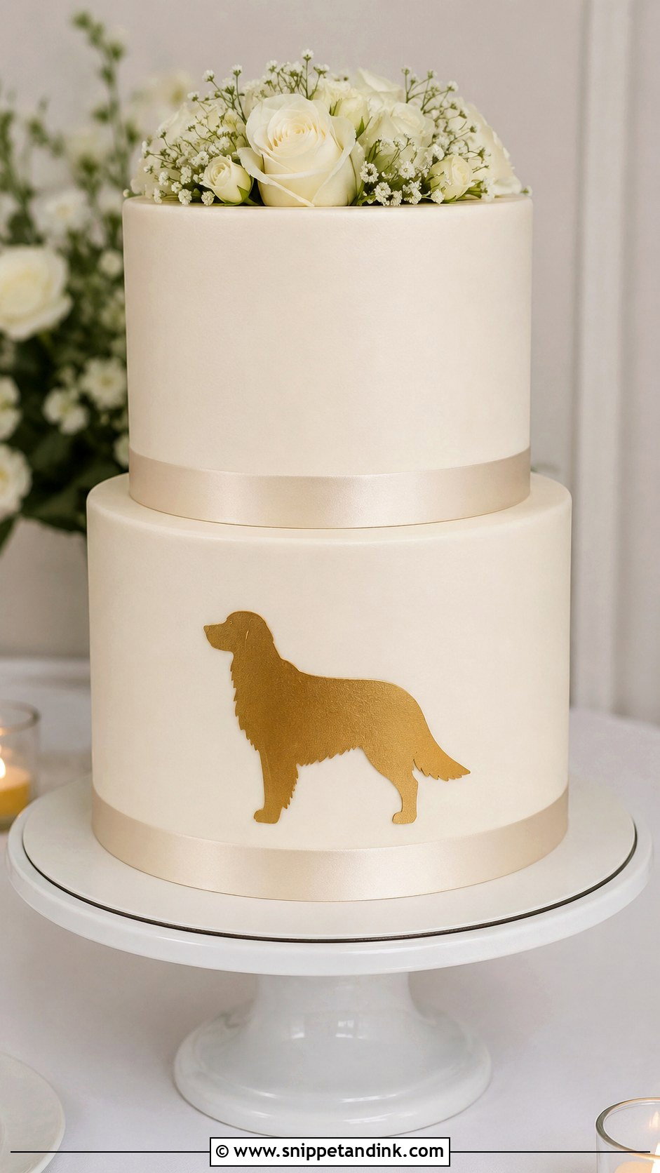 Golden Retriever Wedding Cake With Dog Silhouette - Snippet and Ink - 20 Golden Retriever Wedding Cake Ideas