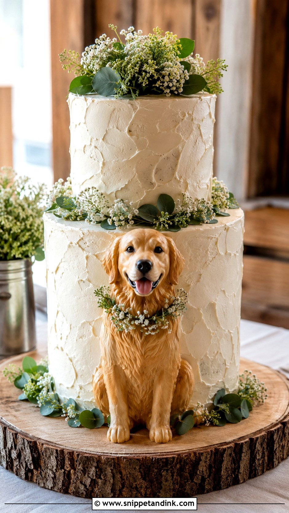 Golden Retriever Wedding Cake With Rustic Buttercream - Snippet and Ink - 20 Golden Retriever Wedding Cake Ideas