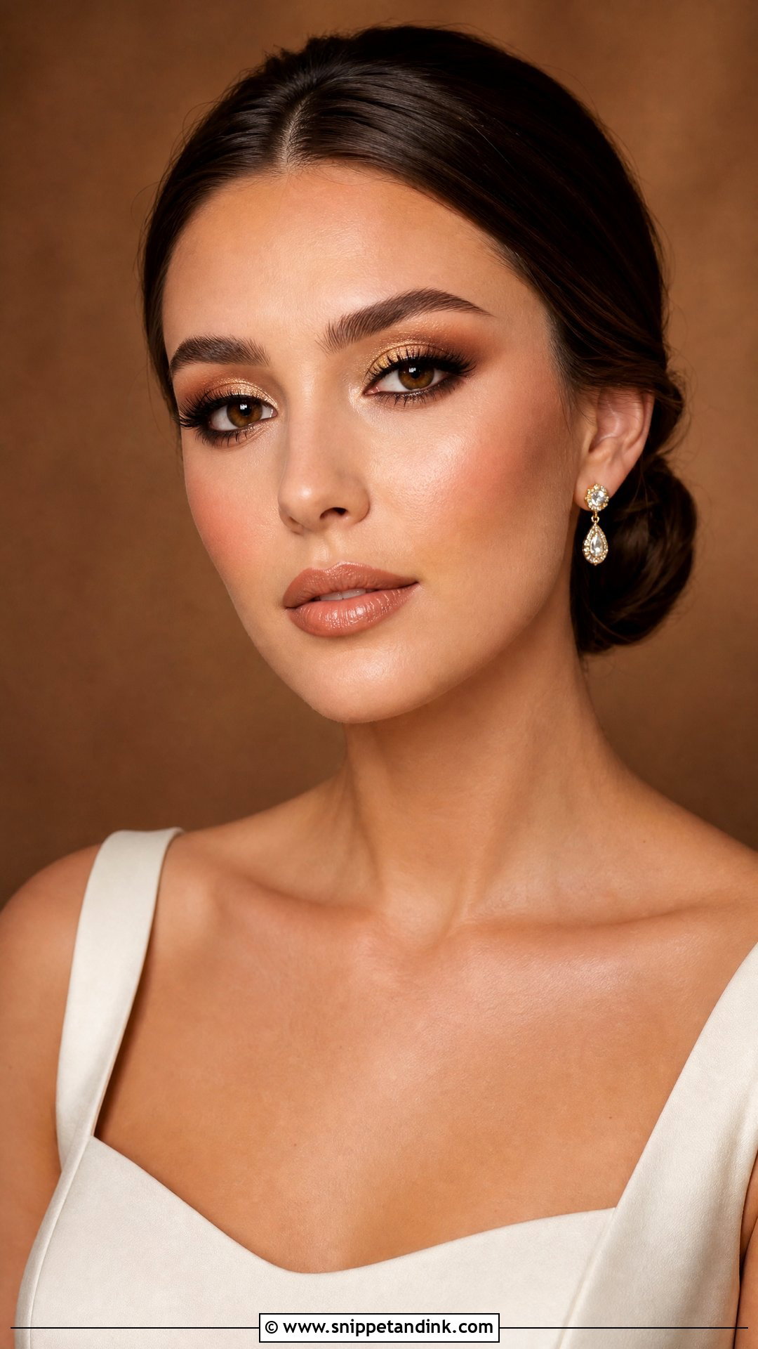 Golden Smokey Eye Bridal Makeup - Snippet and Ink - 20 Golden Bridal Makeup Ideas