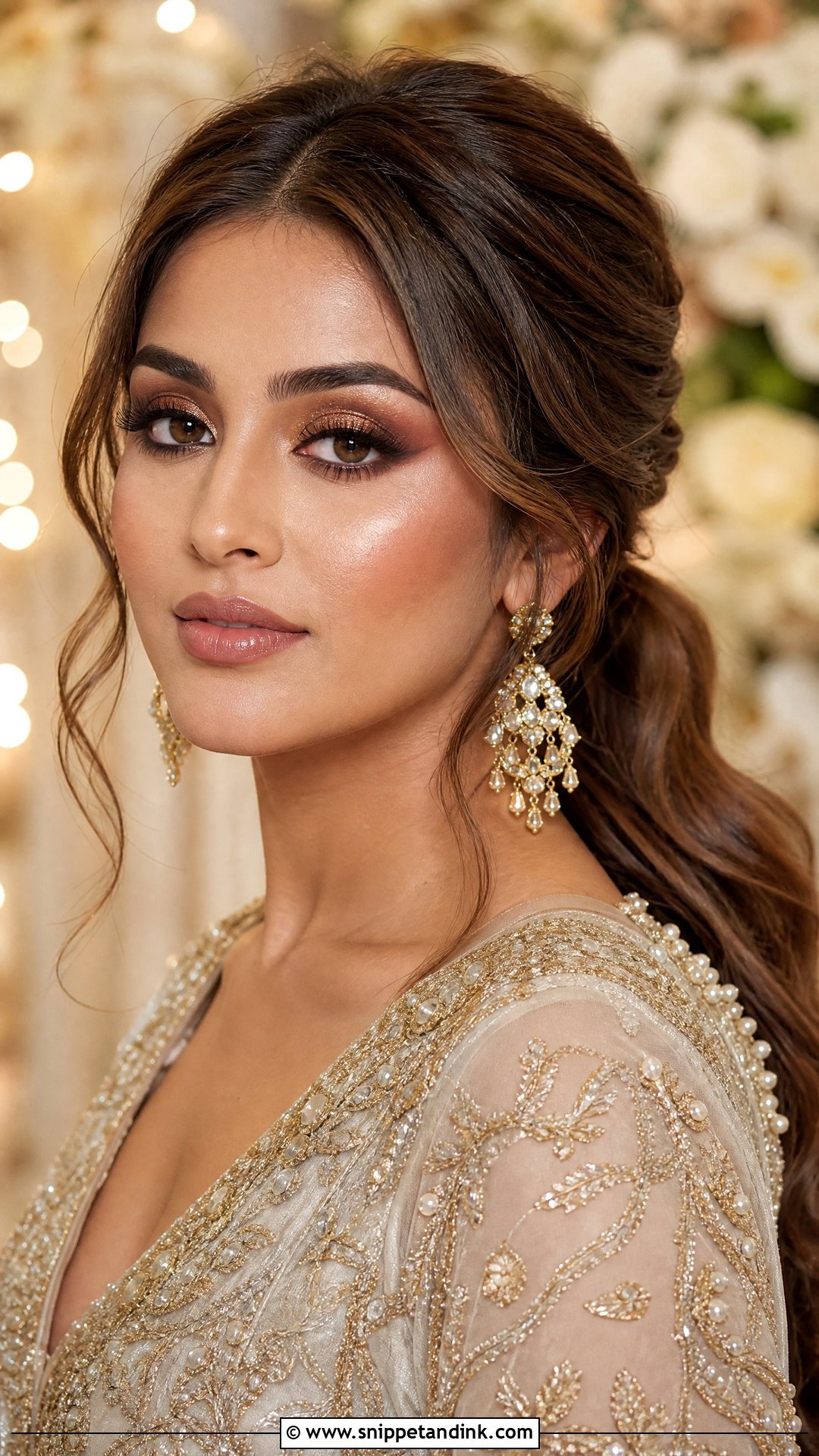 Golden Winter Bridal Makeup - Snippet and Ink - 20 Winter Bridal Makeup Ideas