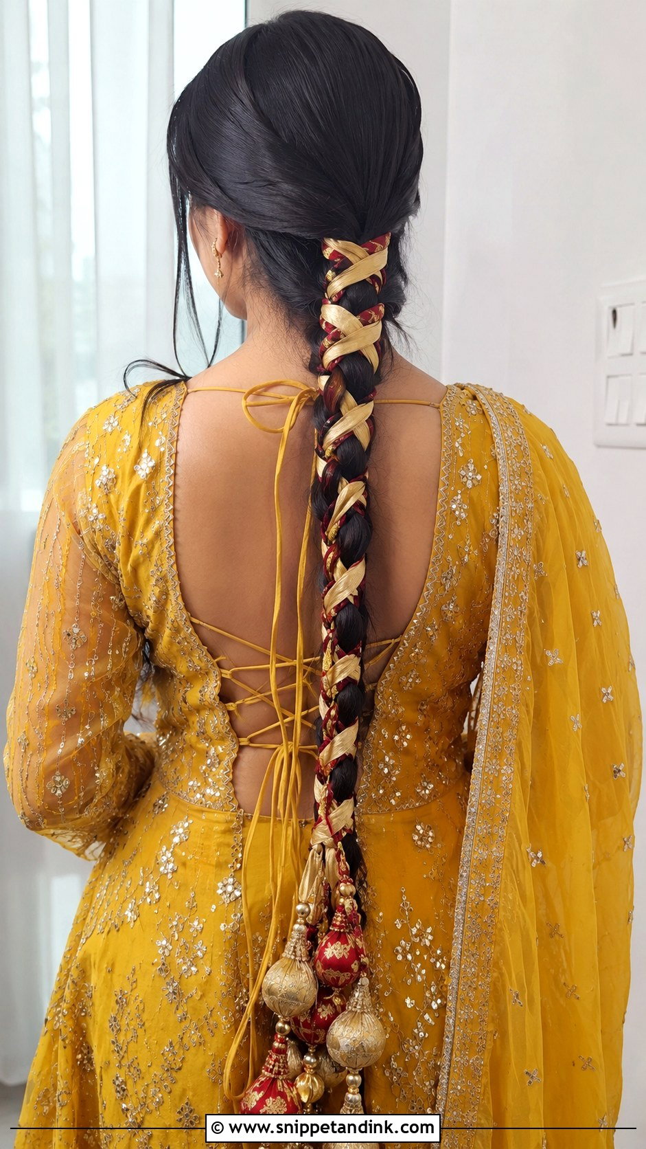 Gota Latkan Ribbon Bridal Choti - Snippet and Ink - 25 Bridal Choti Hairstyle Ideas