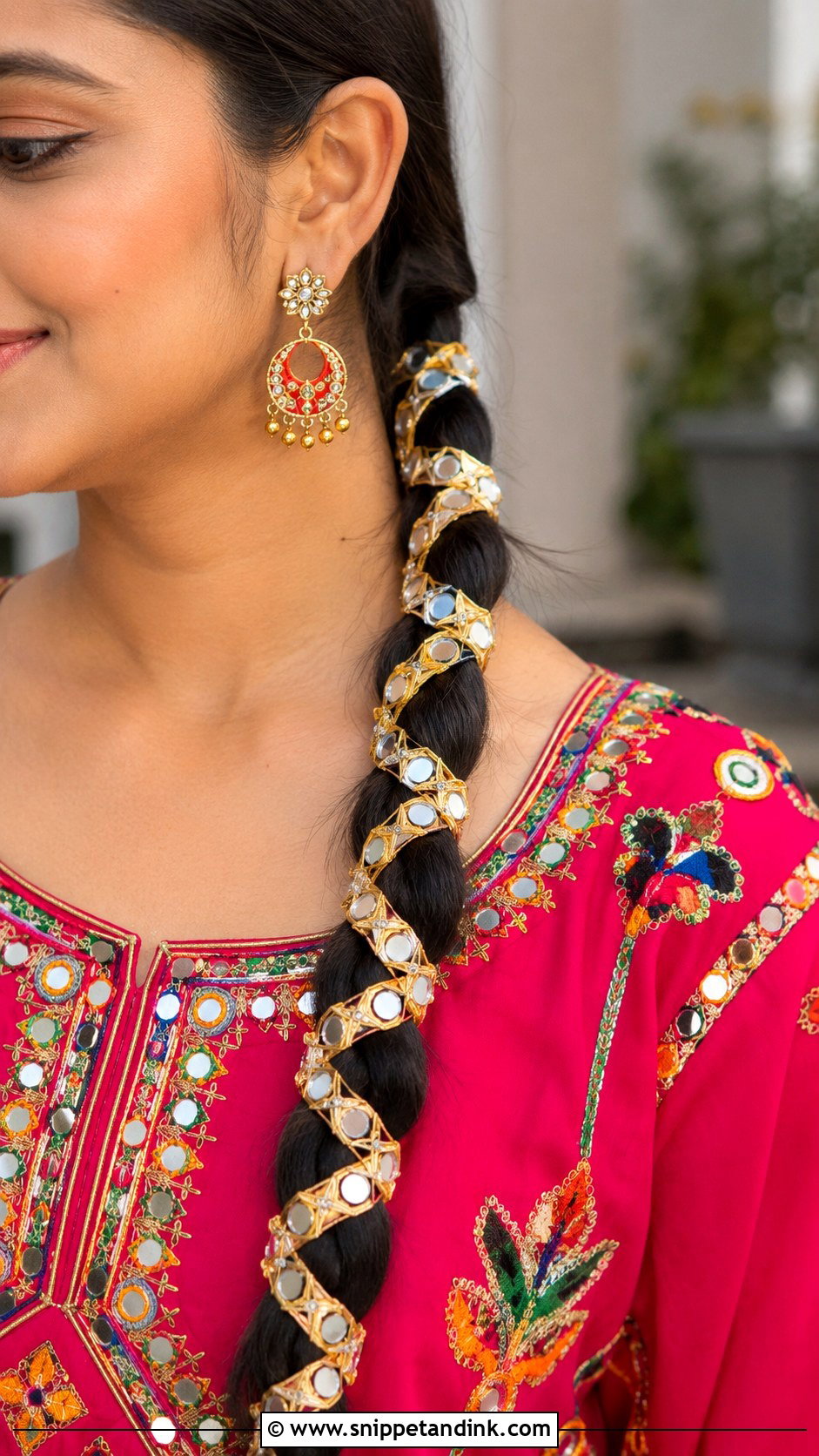 Gota Patti Braid - Snippet and Ink - 35 Mehndi Hairstyles