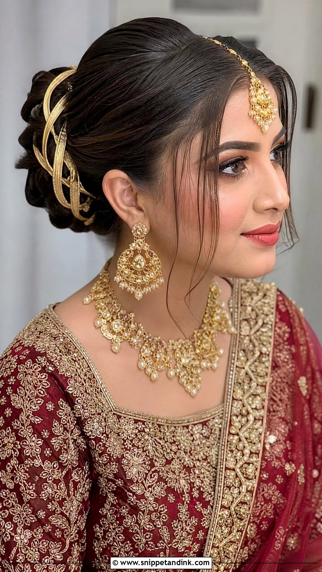 Gota Patti Ribbon Bun - Snippet and Ink - 20 Barat Bridal Hairstyle Ideas