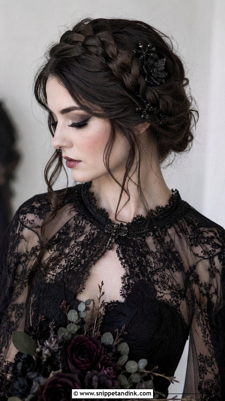 Goth Wedding Braided Crown - Snippet and Ink - 20 Goth Wedding Hairstyles