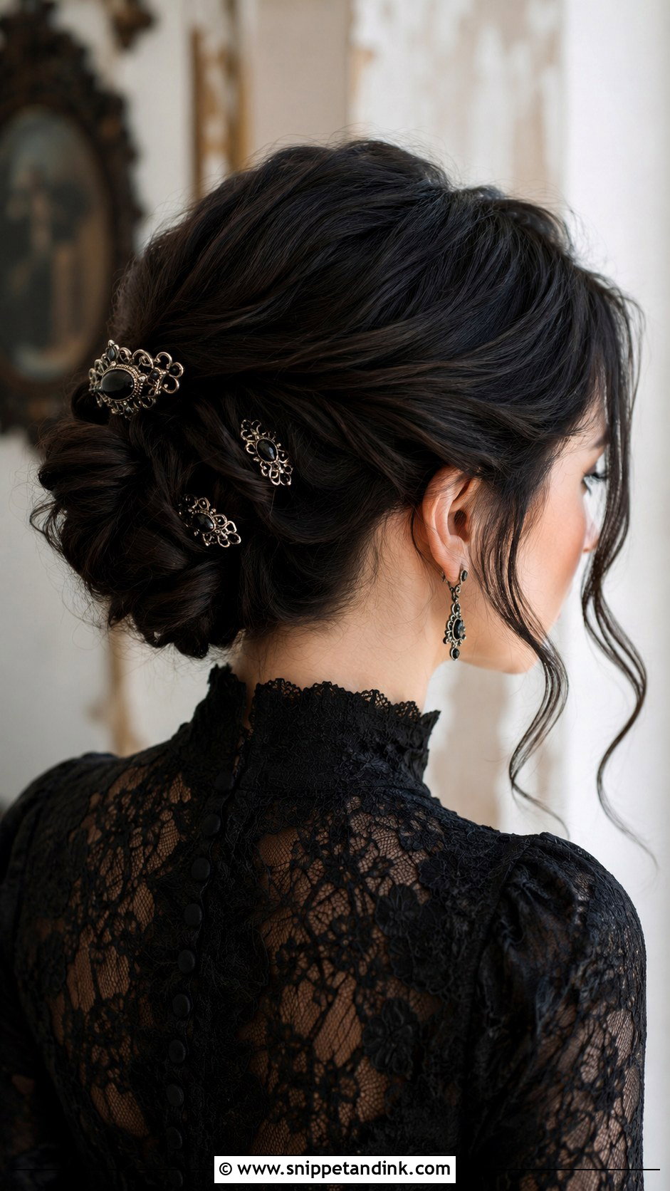 Goth Wedding Chignon - Snippet and Ink - 20 Goth Wedding Hairstyles