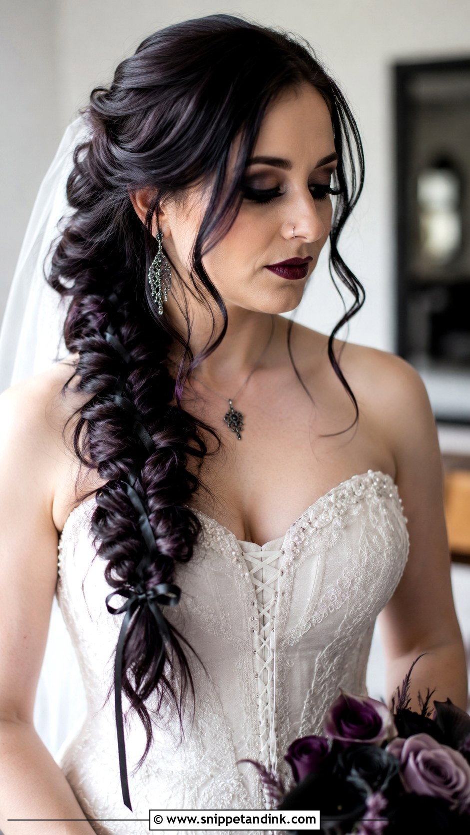 Goth Wedding Fishtail Braid - Snippet and Ink - 20 Goth Wedding Hairstyles