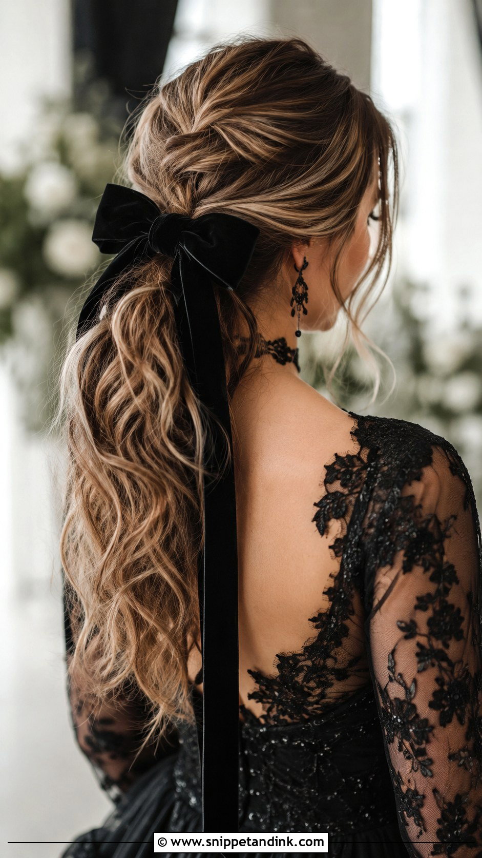 Goth Wedding Hair With Black Bow - Snippet and Ink - 20 Goth Wedding Hairstyles