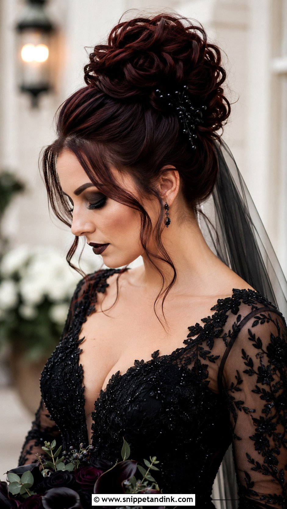 Goth Wedding High Bun - Snippet and Ink - 20 Goth Wedding Hairstyles