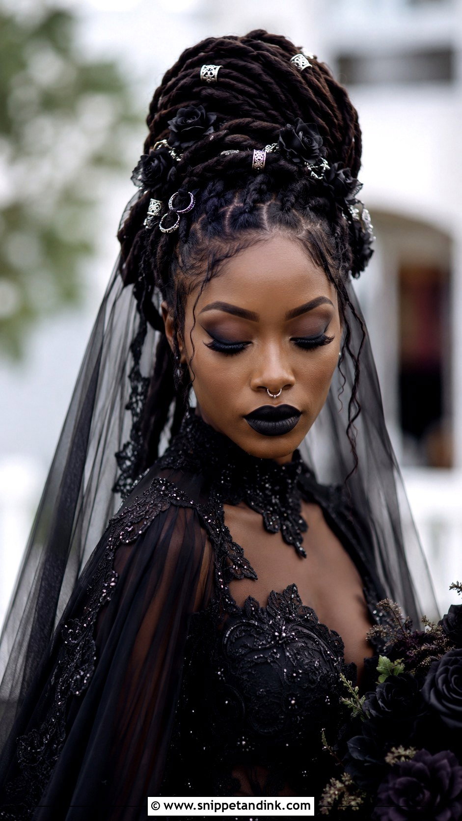 Goth Wedding Locs Updo - Snippet and Ink - 20 Goth Wedding Hairstyles