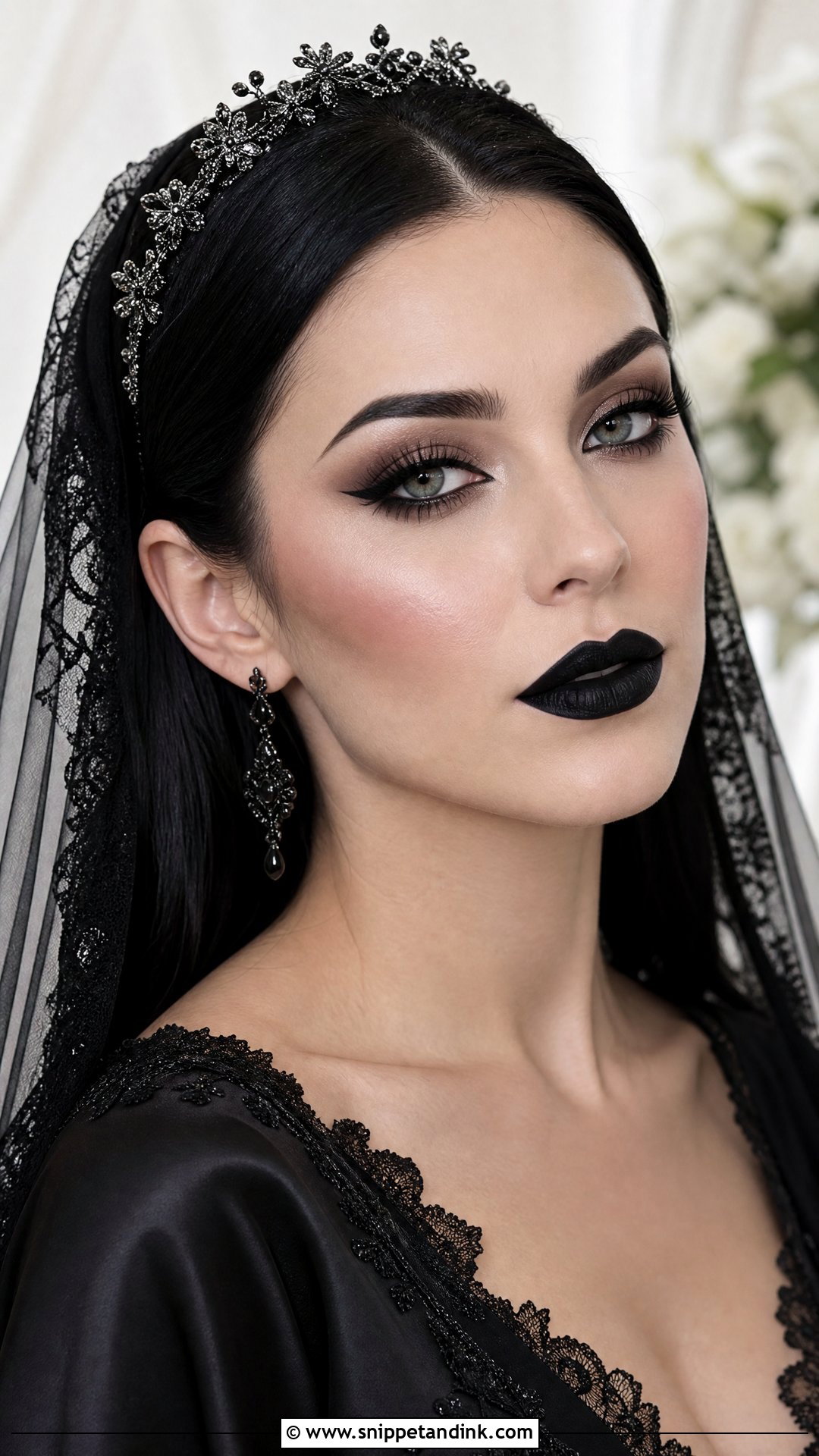 Goth Wedding Makeup With Black Lipstick - Snippet and Ink - 25 Goth Wedding Makeup Ideas
