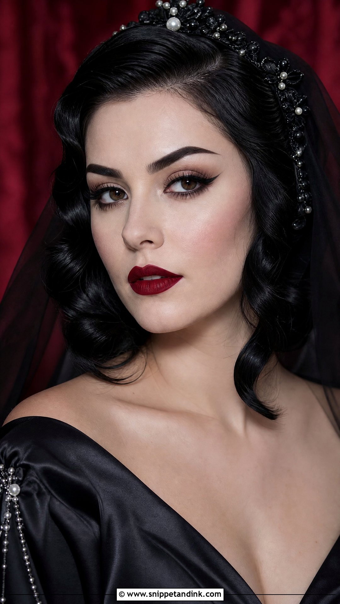 Goth Wedding Makeup With Red Lipstick - Snippet and Ink - 25 Goth Wedding Makeup Ideas