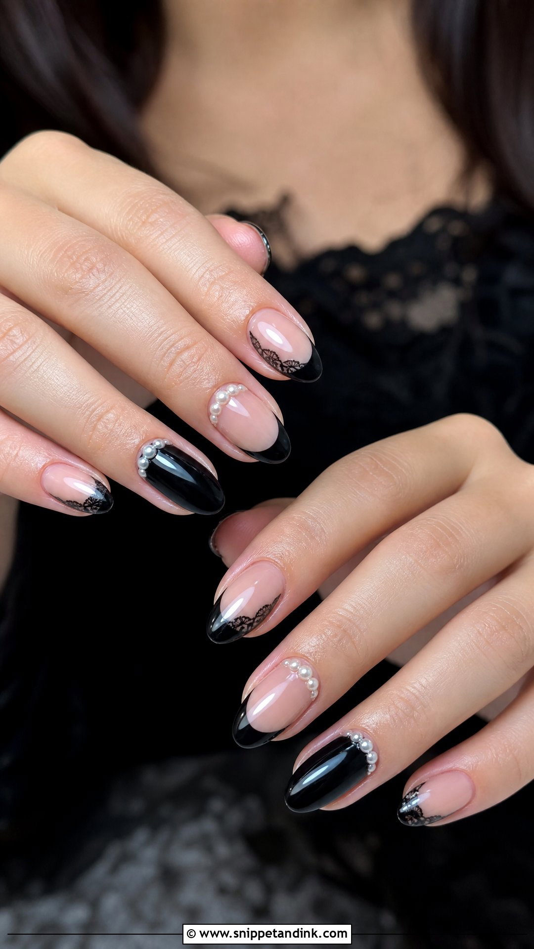 Goth Wedding Nails With Pearls - Snippet and Ink - 25 Goth Wedding Nails
