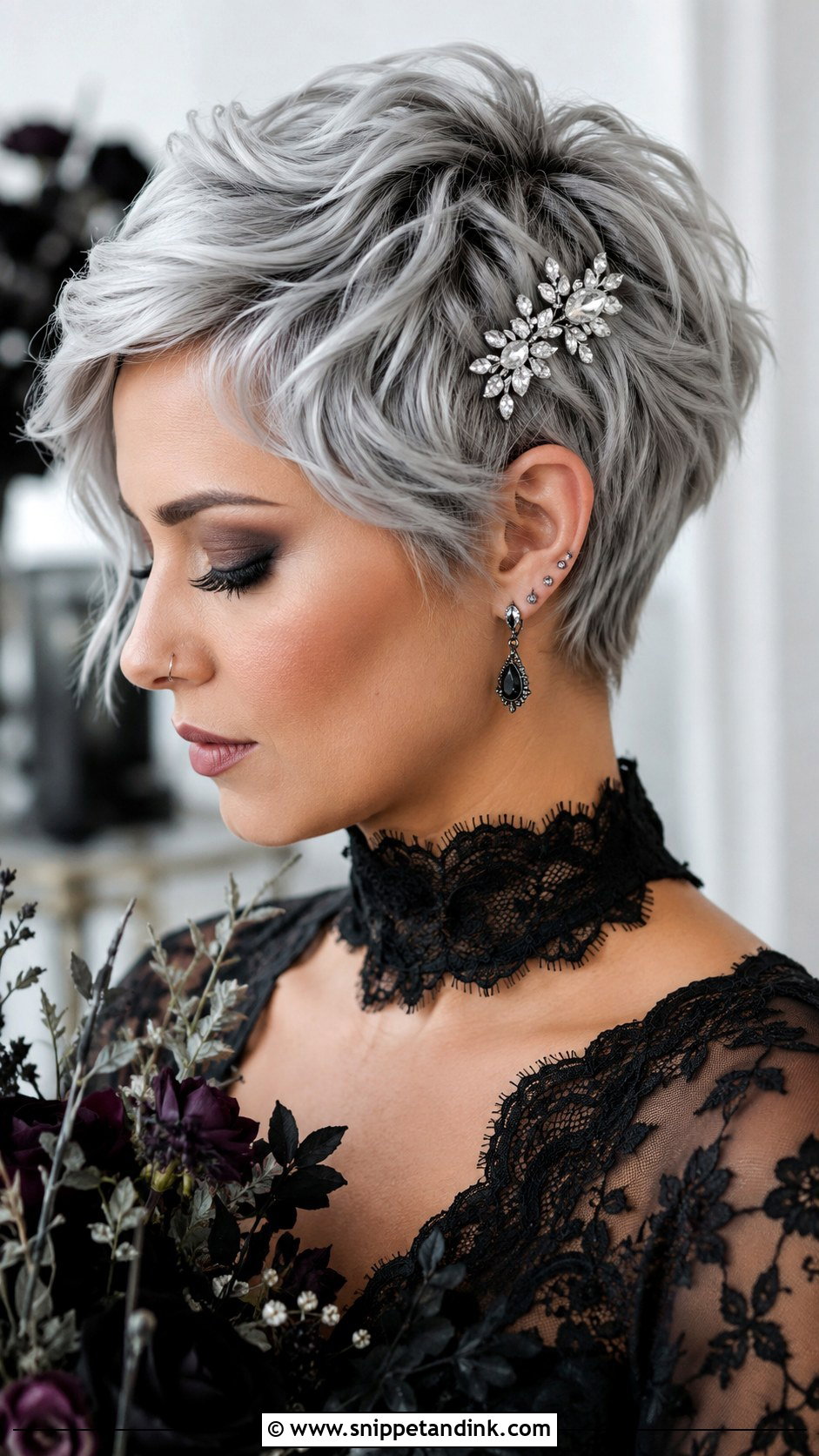 Goth Wedding Pixie Cut - Snippet and Ink - 20 Goth Wedding Hairstyles