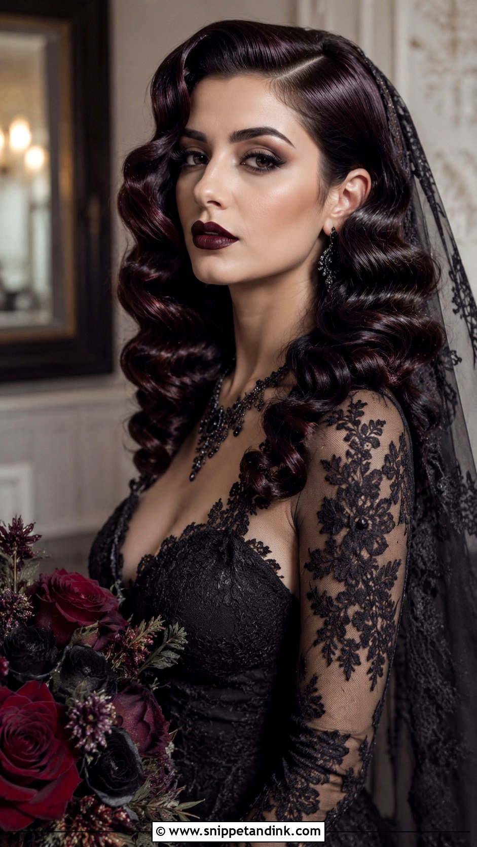 Goth Wedding Vintage Waves - Snippet and Ink - 20 Goth Wedding Hairstyles