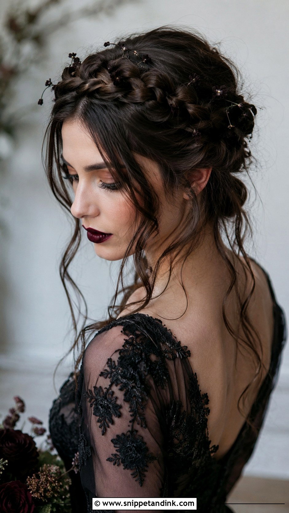 Gothic Braided Crown - Snippet and Ink - 20 Gothic Wedding Hair Ideas