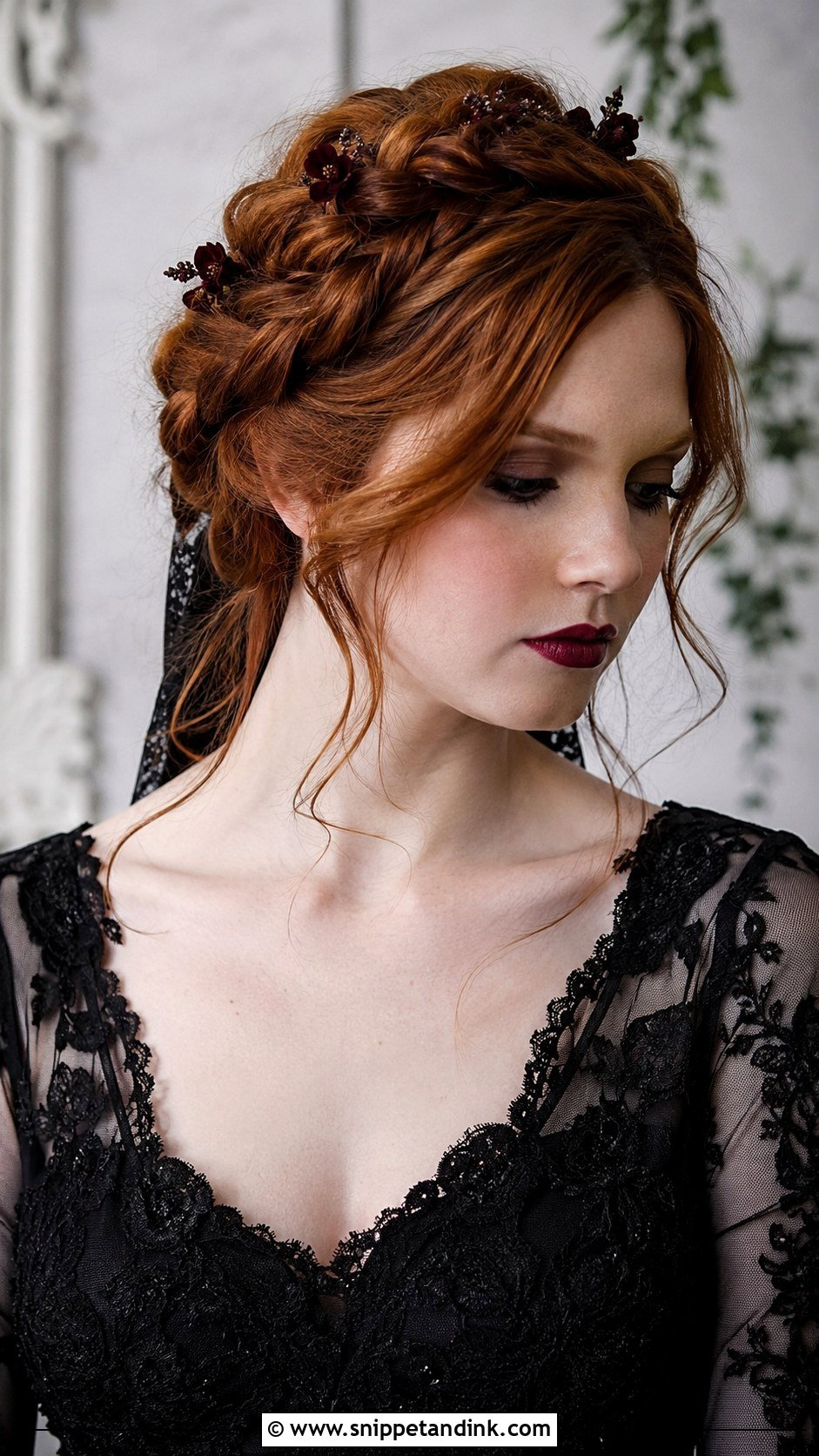Gothic Bridal Braided Crown - Snippet and Ink - 20 Gothic Bridal Hair Ideas